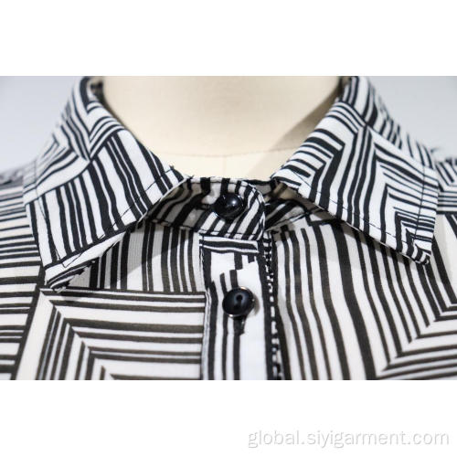 Polyester Maxi Dress Lady Chiffon Regular Printed Long Sleeves Blouses Factory